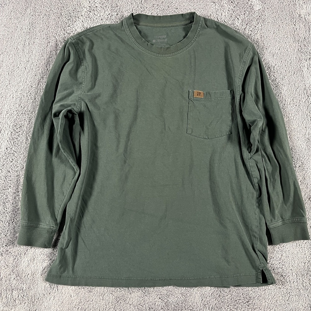 Wrangler Riggs Workwear Pocket T-Shirt Mens Large Green Long Sleeve Pullover